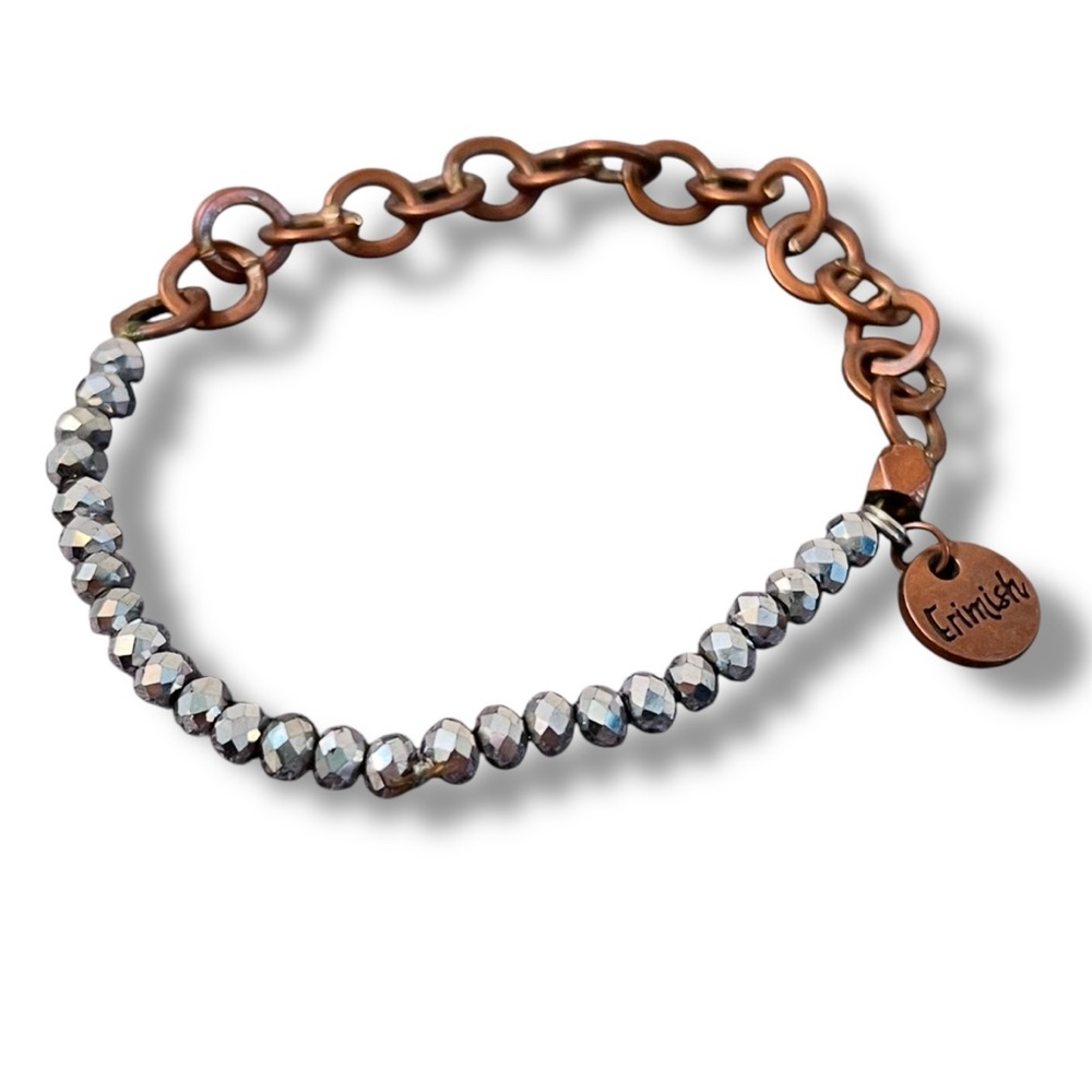 ❤️ Erimish Copper Link Beaded Charm Bracelet